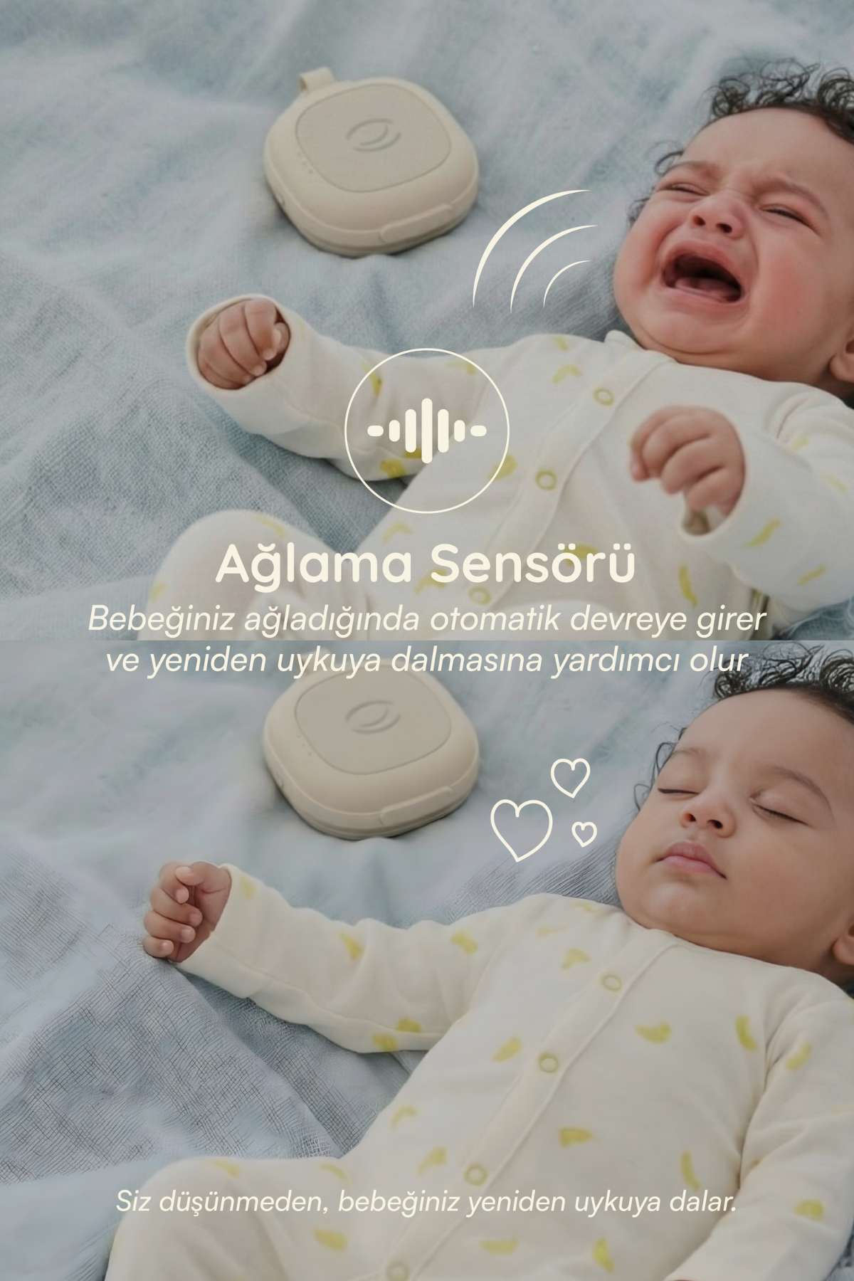 ağlama sensörlü beyaz gürültü cihazı