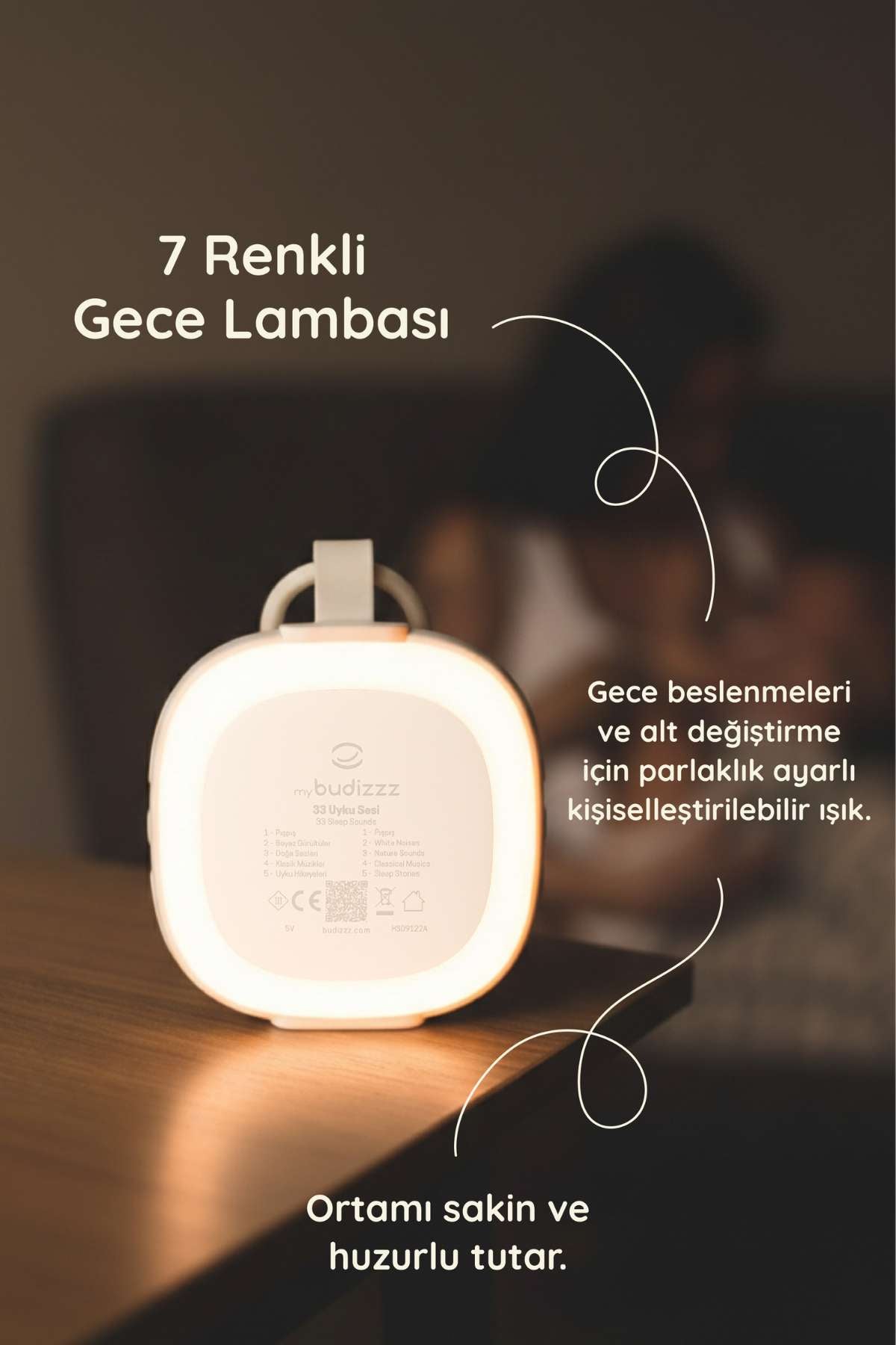 gece lambalı beyaz gürültü cihazı